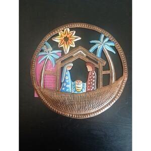 Original Haitian Folk Art - Nativity Scene - Tooled Metal, Papillion Market Plac